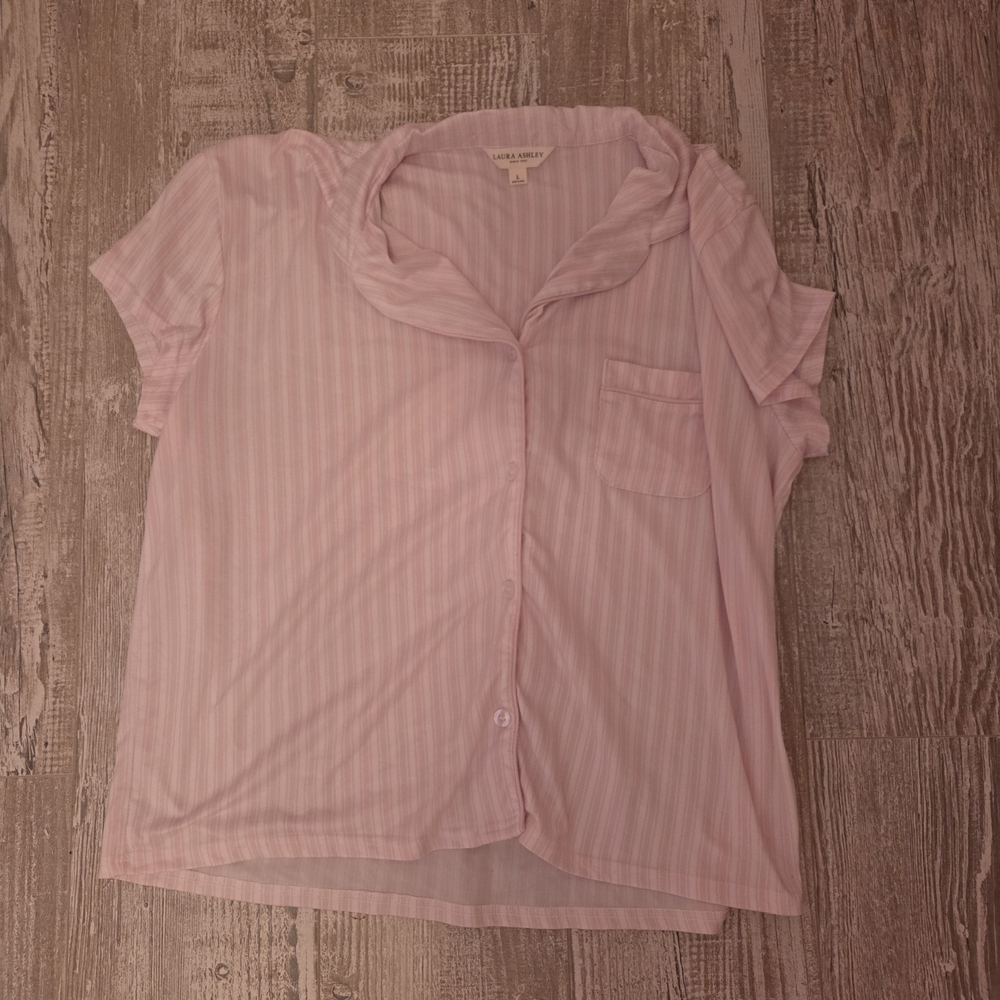 Laura Ashley Pink and White Striped PJ Top